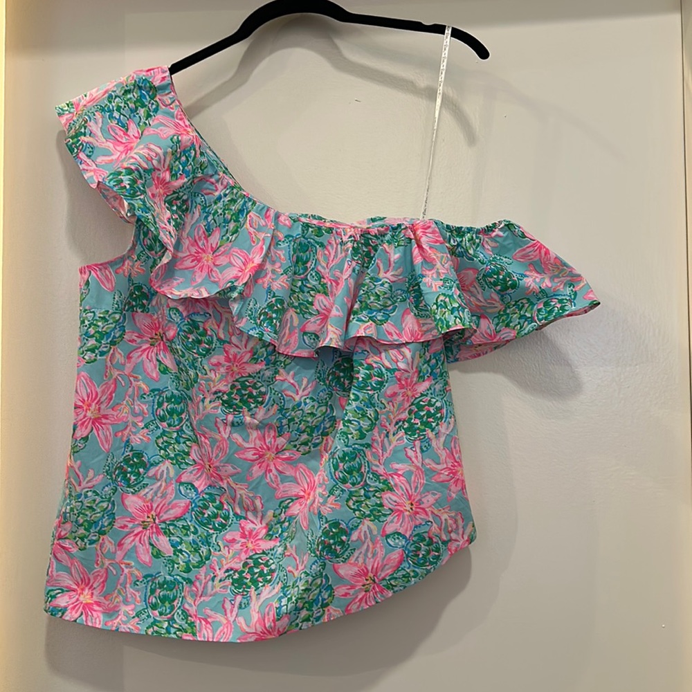 LILLY PULITZER Zeldie One Shoulder Ruffle Top